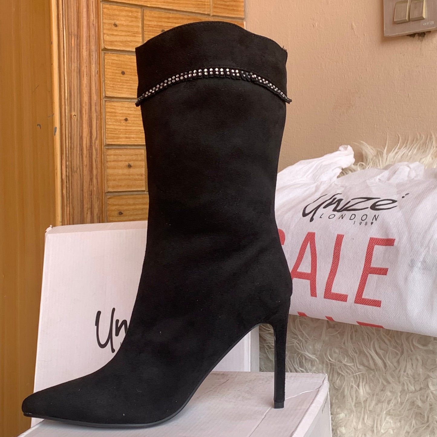 Unze long boots with heel ladies shoes