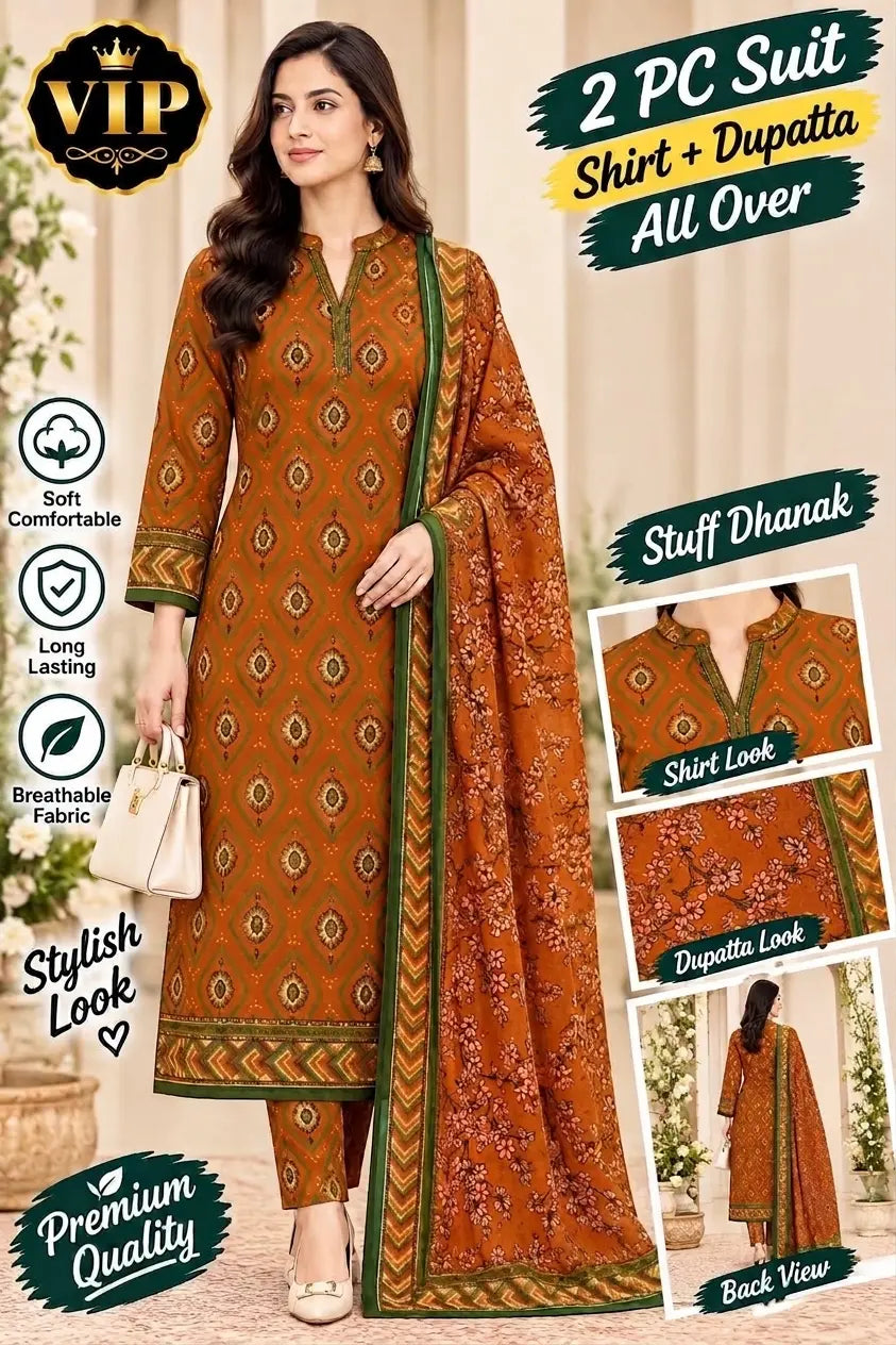 Dhanak 2pc suit (Shirt + Trouser) Unstitched