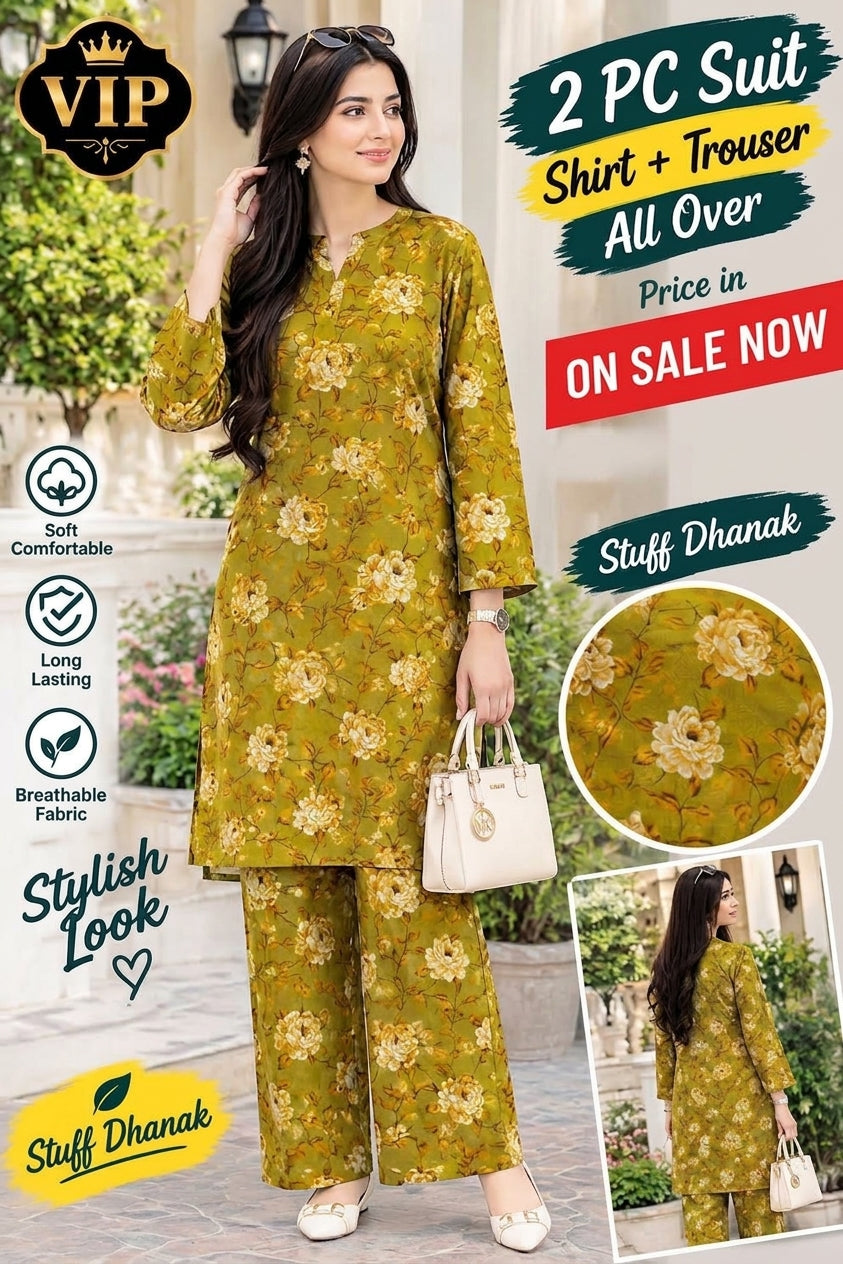 Dhanak 2pc suit (Shirt + Trouser) Unstitched