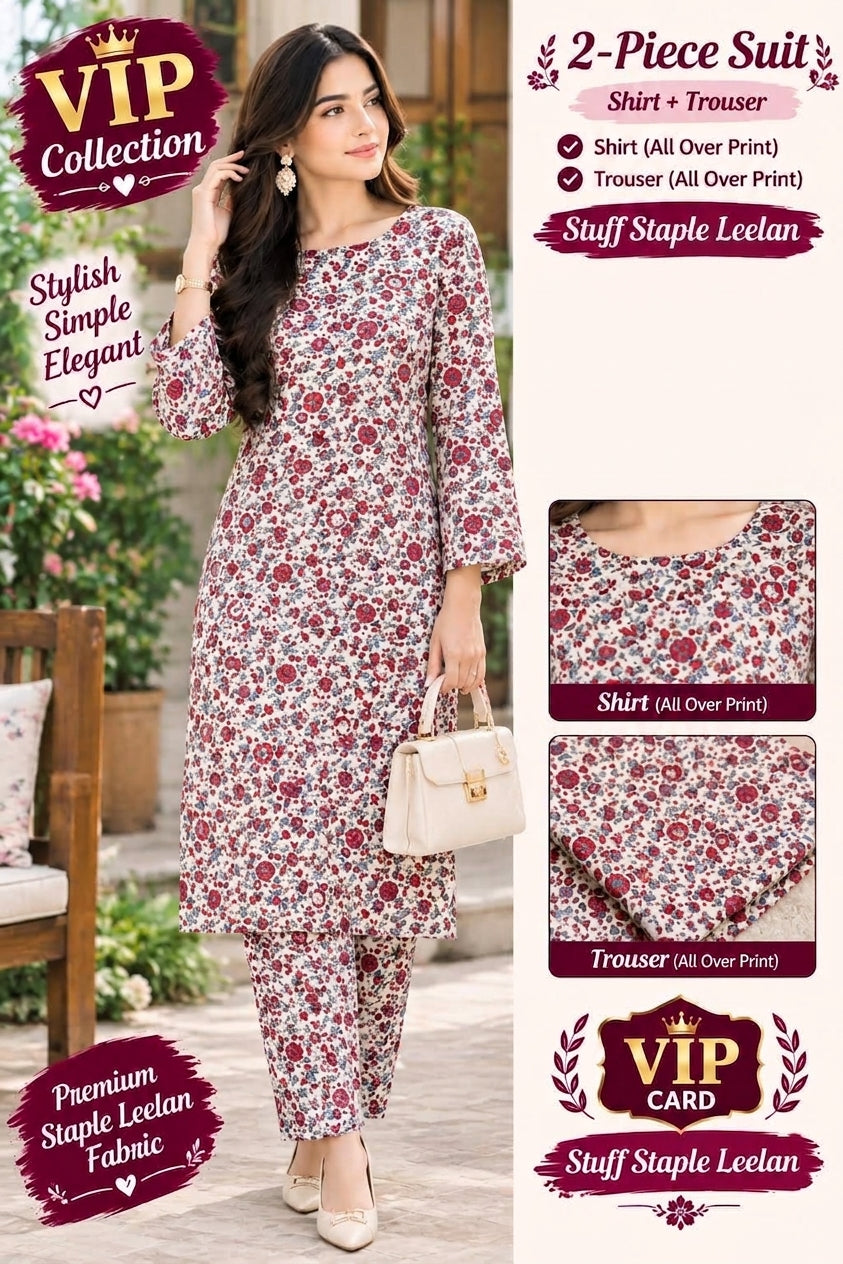 Leelan 2pc suit (Shirt + Trouser) Unstitched