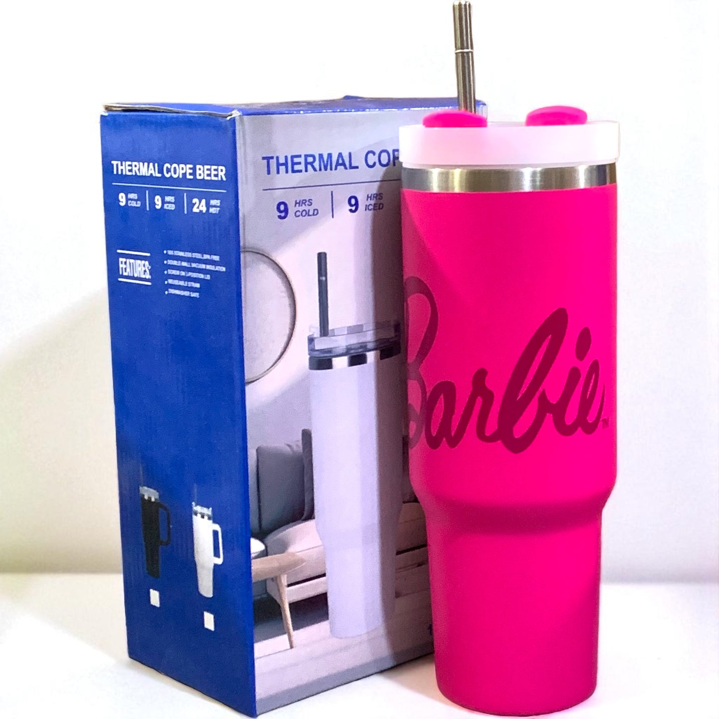 Tumbler floral wirhout logo with steel straw