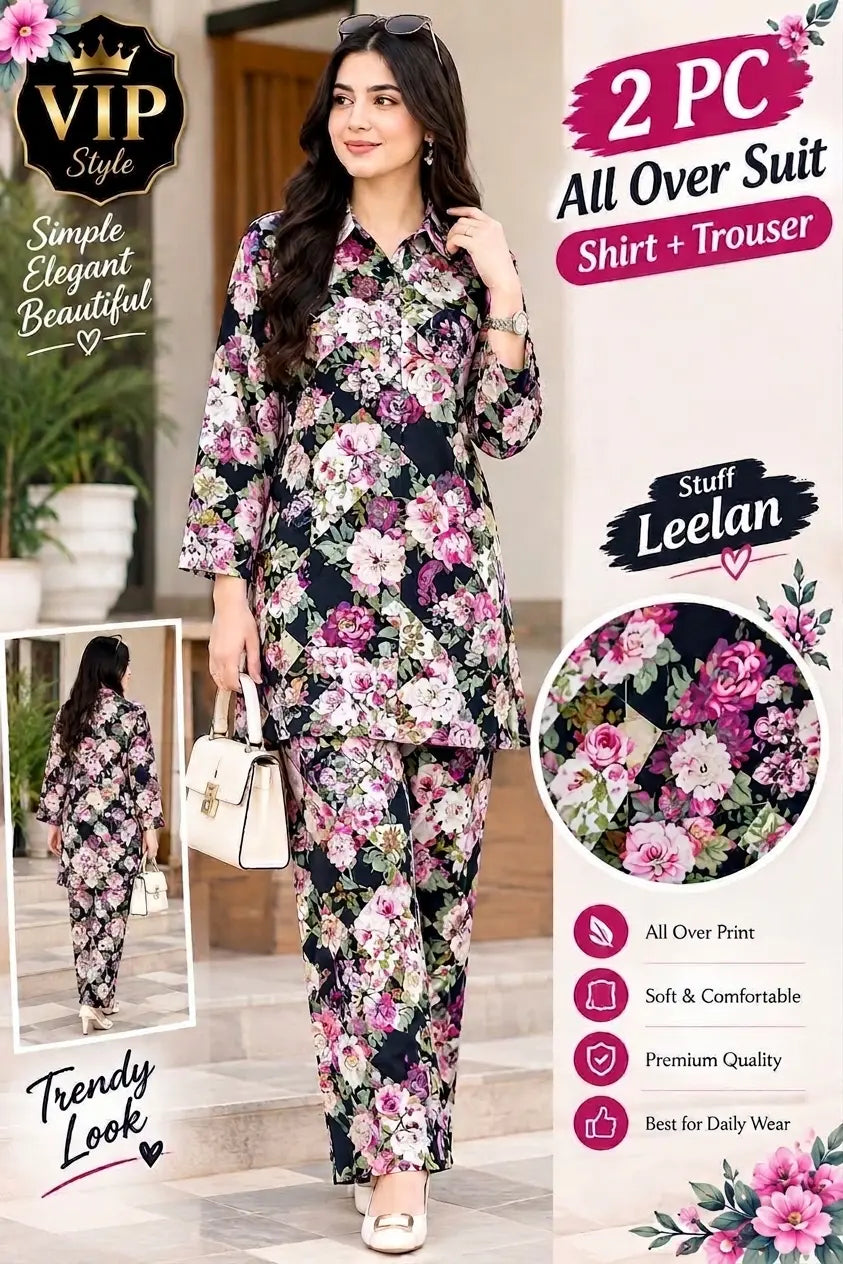 Leelan 2pc suit (Shirt + Trouser) Unstitched