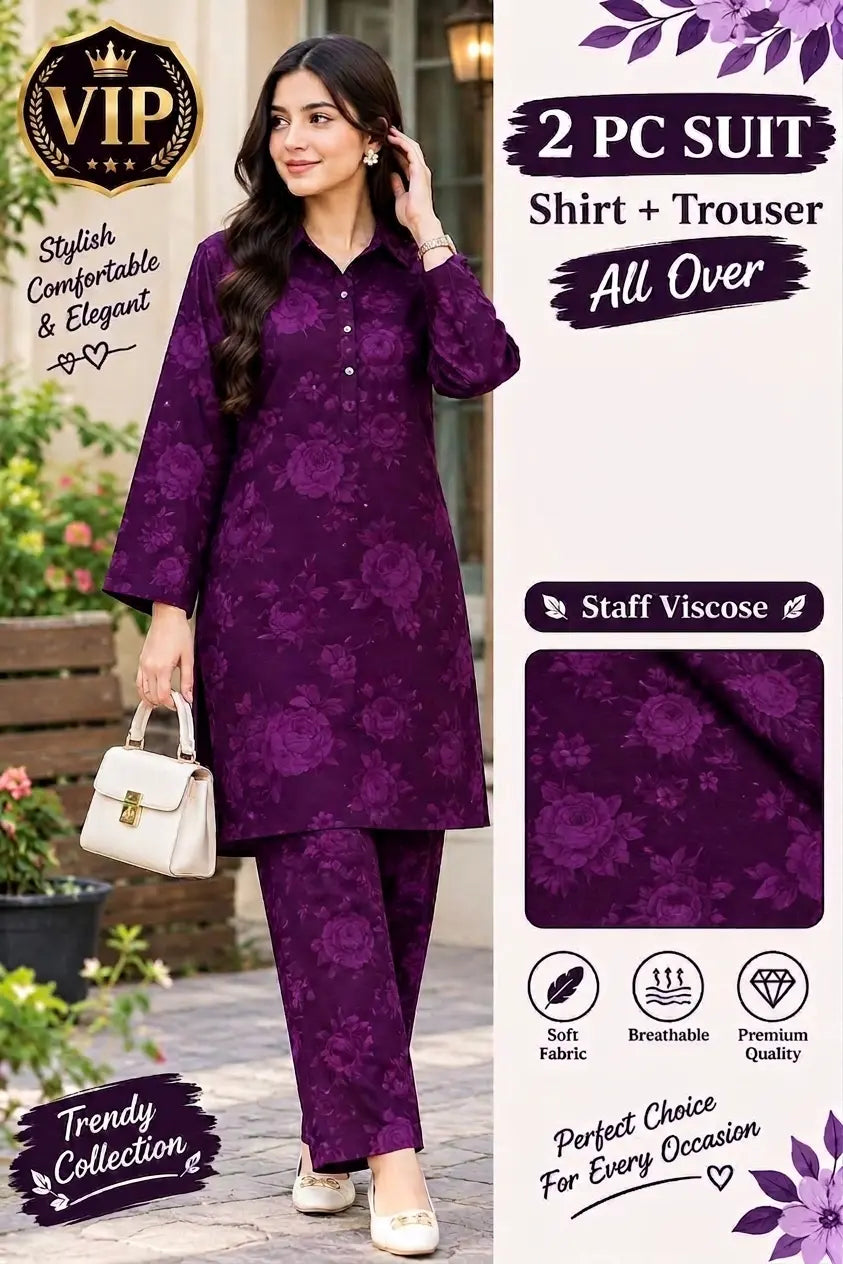 Viscose 2pc suit (Shirt + Trouser) Unstitched