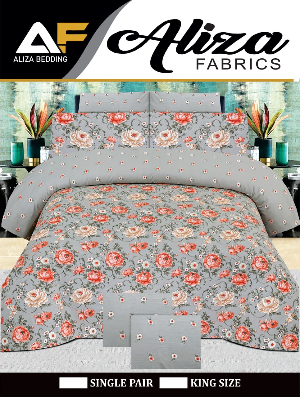 Pure cotton bedsheets premium quality in orange flower
