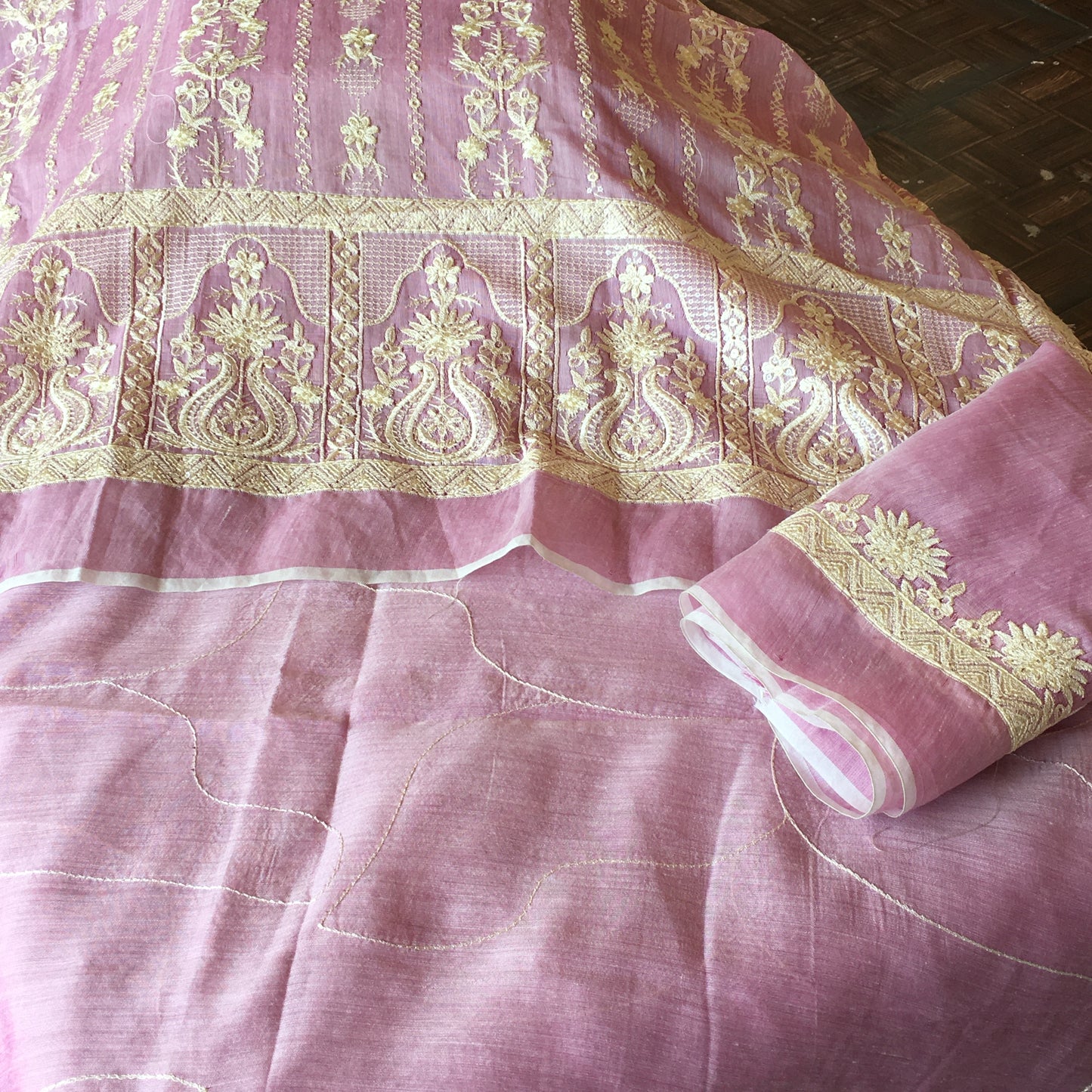 Unstitched suit 2 pcs paper cotton fabric