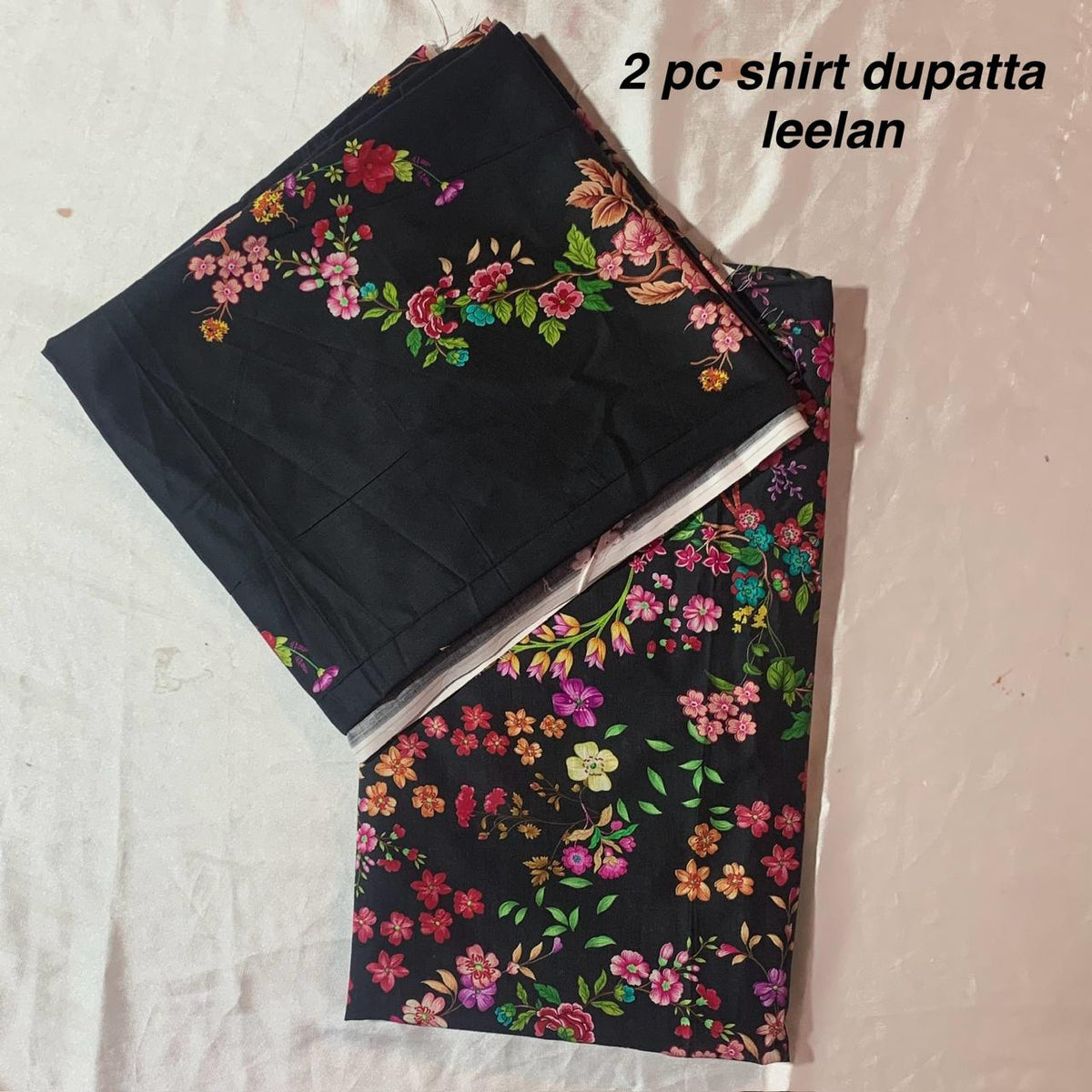 Unstitch 2pc linen shirt doppatta black