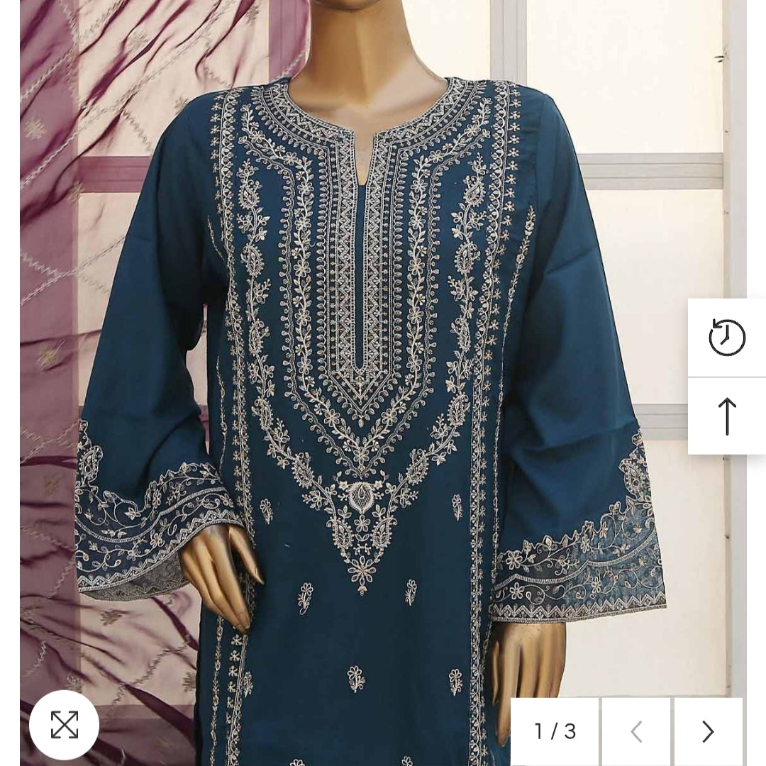 Smb 009 Marina 3 pcs stitched suit with embroidery shawl size L