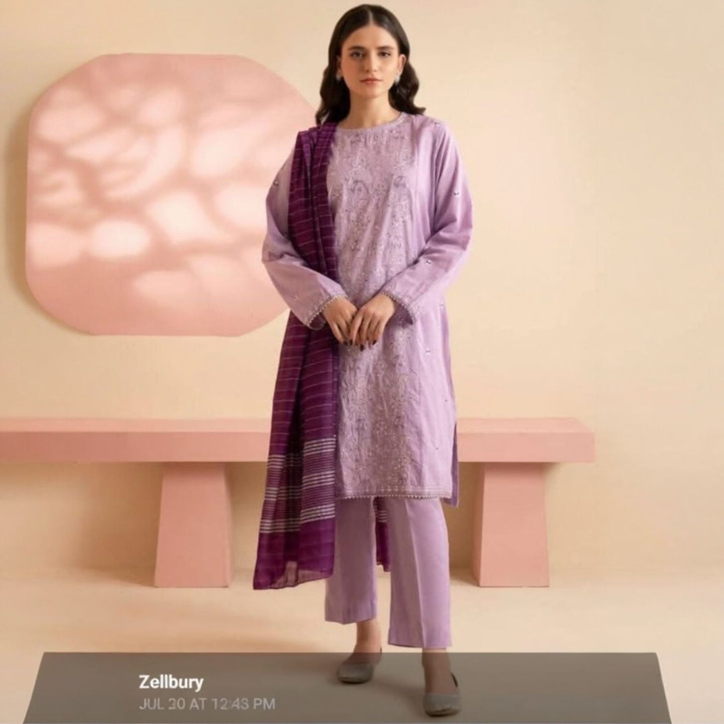 Zellbury stitched EMB lawn 3pcs size S