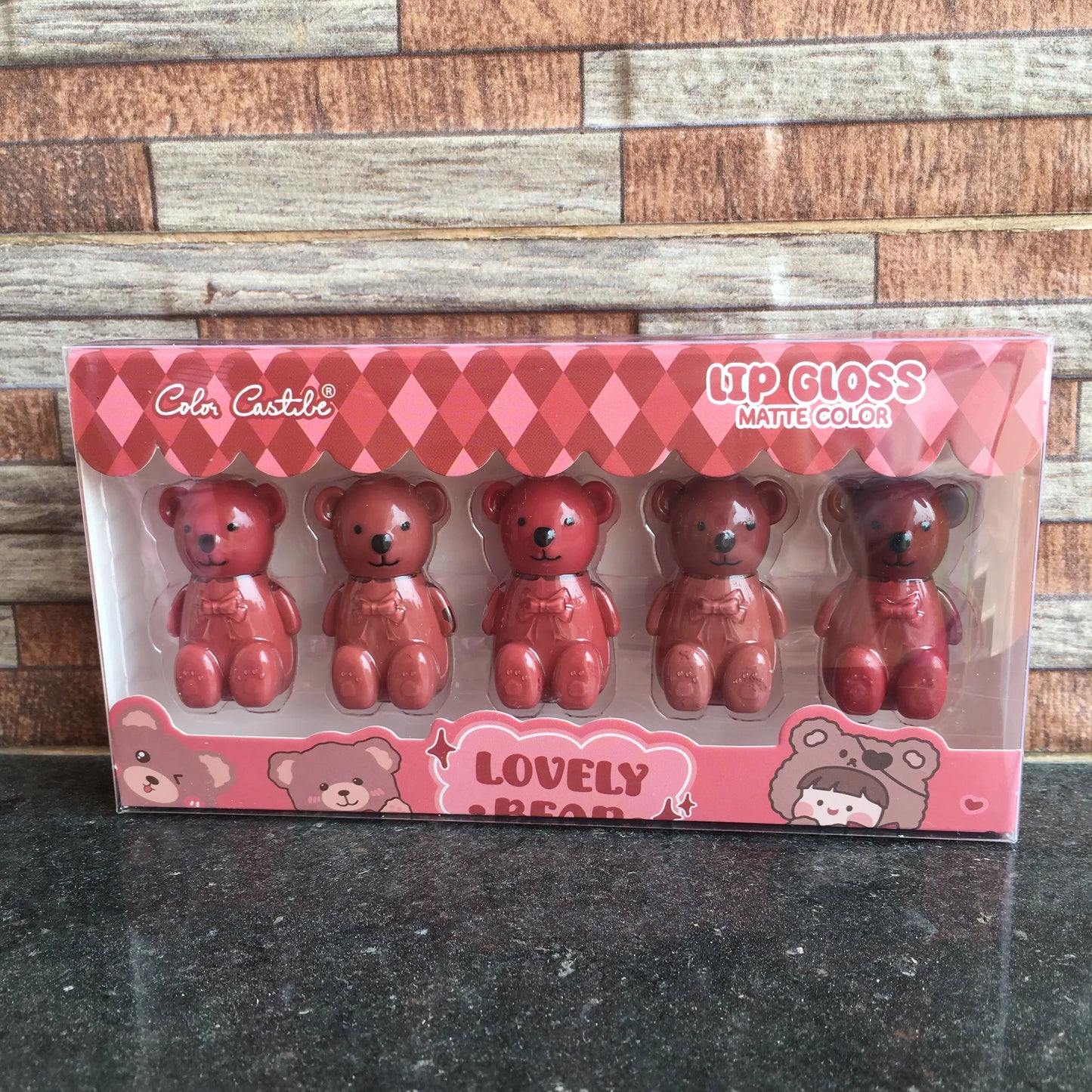 Mini teddy bear lipgloss pack of 5