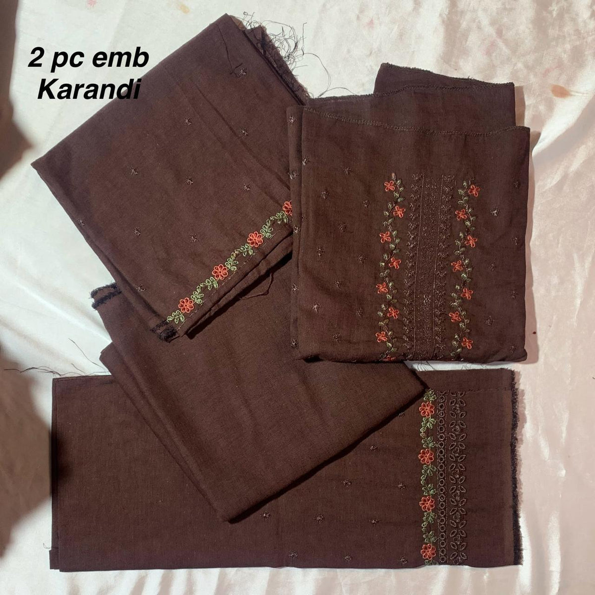 Unstitch 2pc embroidery shirt trouser karandi