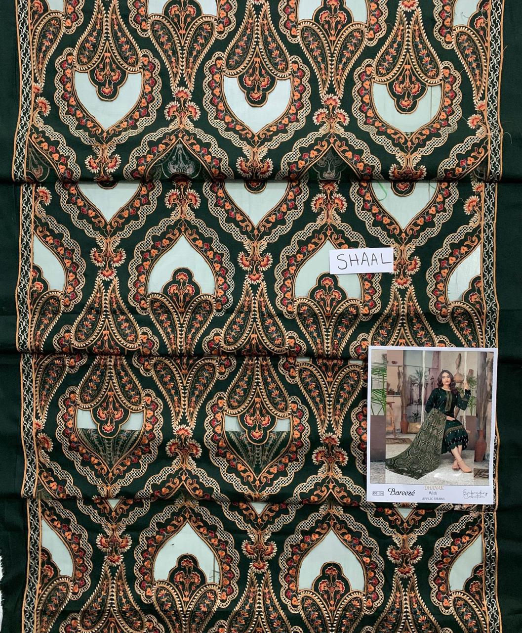 Danak unstitched 3pc emb winter suit with emb shawl