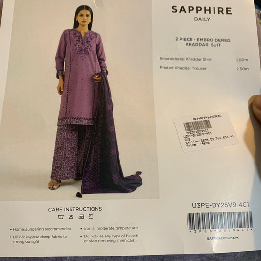 Sapphire 2 Piece embrodered khaddar suit (unstitched)