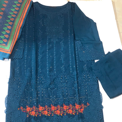 Marina 3 pcs stitched  embroidery suit large size