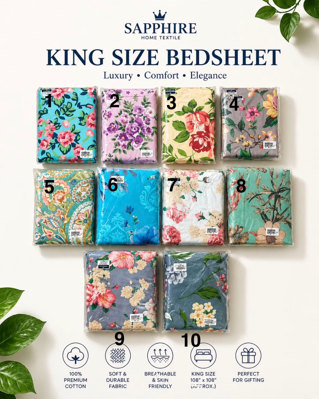 Sapphire king size bedsheet 100% Original
