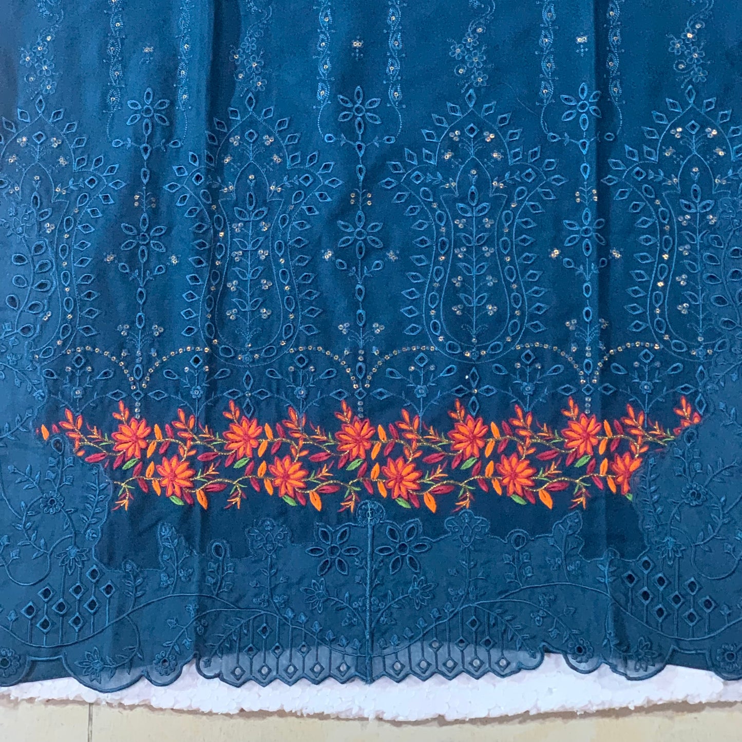 Marina 3 pcs stitched  embroidery suit large size