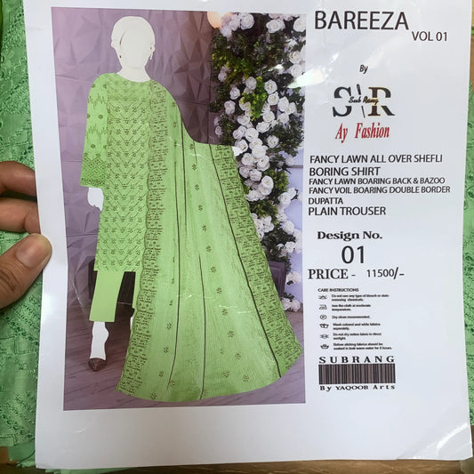 Bareeza 3 PCs suit  unstitched