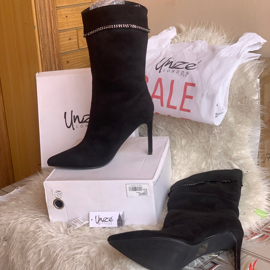 Unze long boots with heel ladies shoes