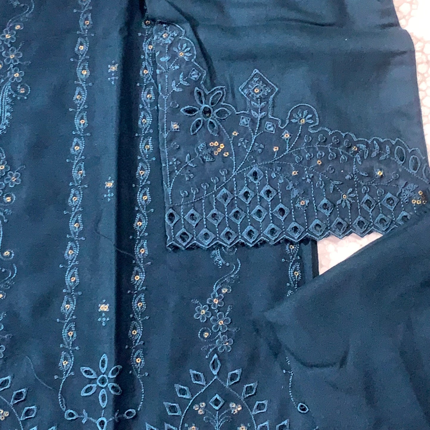 Marina 3 pcs stitched  embroidery suit large size