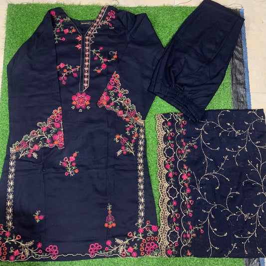 Smb 087 Marina 3 pcs stitched suit dark blue base SIZE S