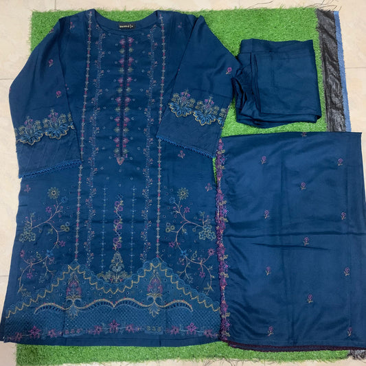 Smb 081 Marina 3 pcs stitched suit dark blue base SIZE M