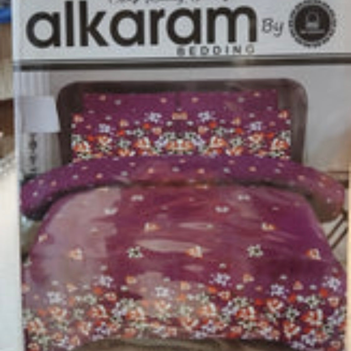 Alkaram double king size bedsheets in purple