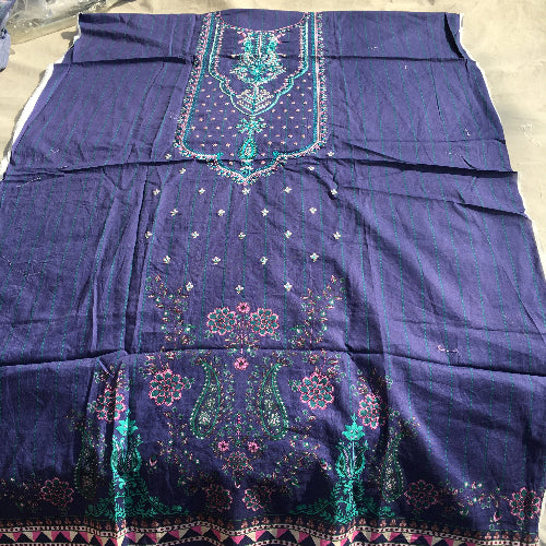 Dark blue embroidery lawn 2pcs unstitched