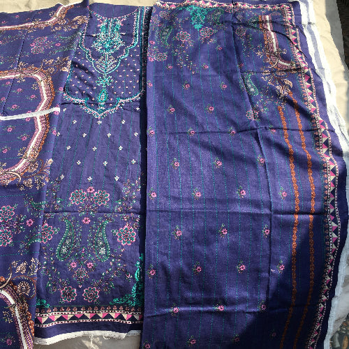 Dark blue embroidery lawn 2pcs unstitched