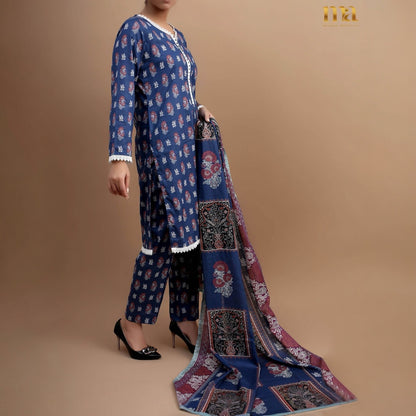 3pc Unstitched lawn printed suit