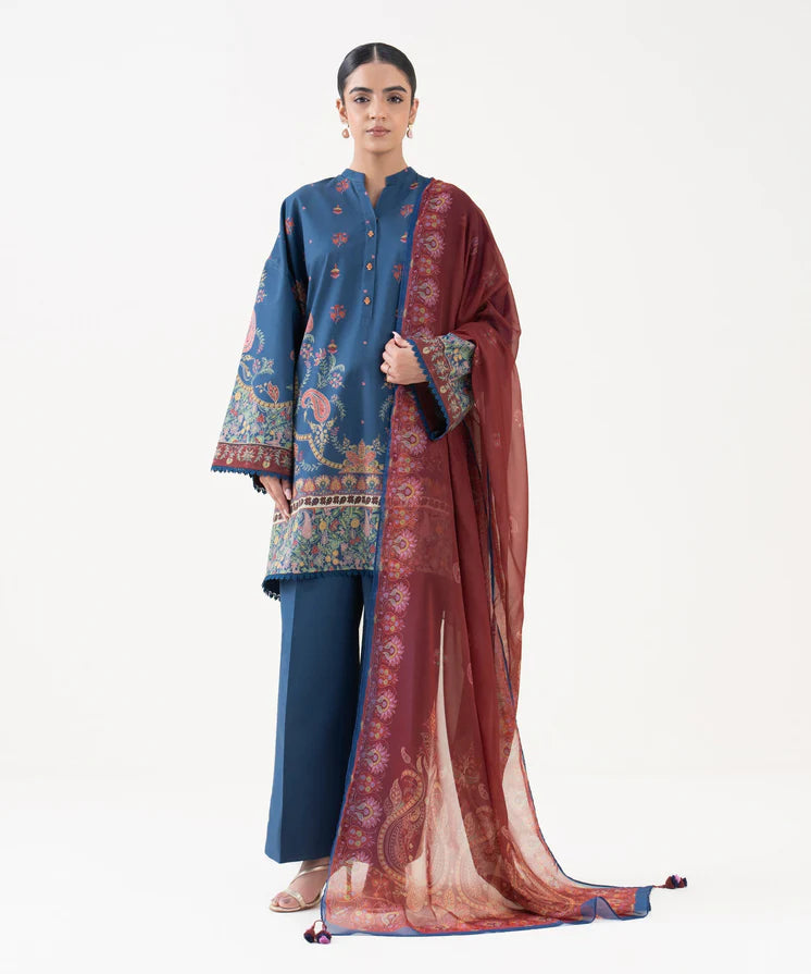 Sapphire 3pc Printed Cotton Lawn Suit