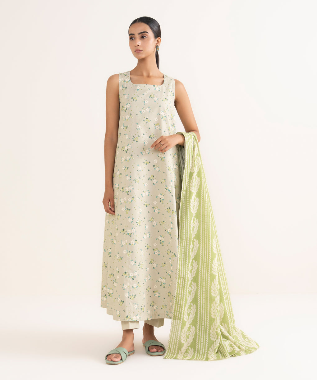 SAPPHIRE 3 Piece - Printed Cotton Suit (unstitched)