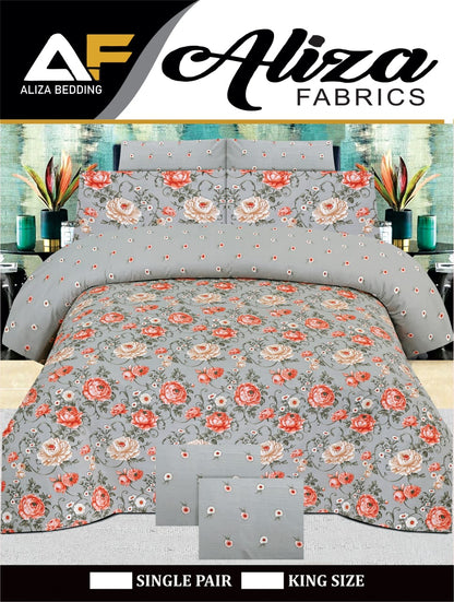 Pure cotton bedsheets premium quality in orange flower