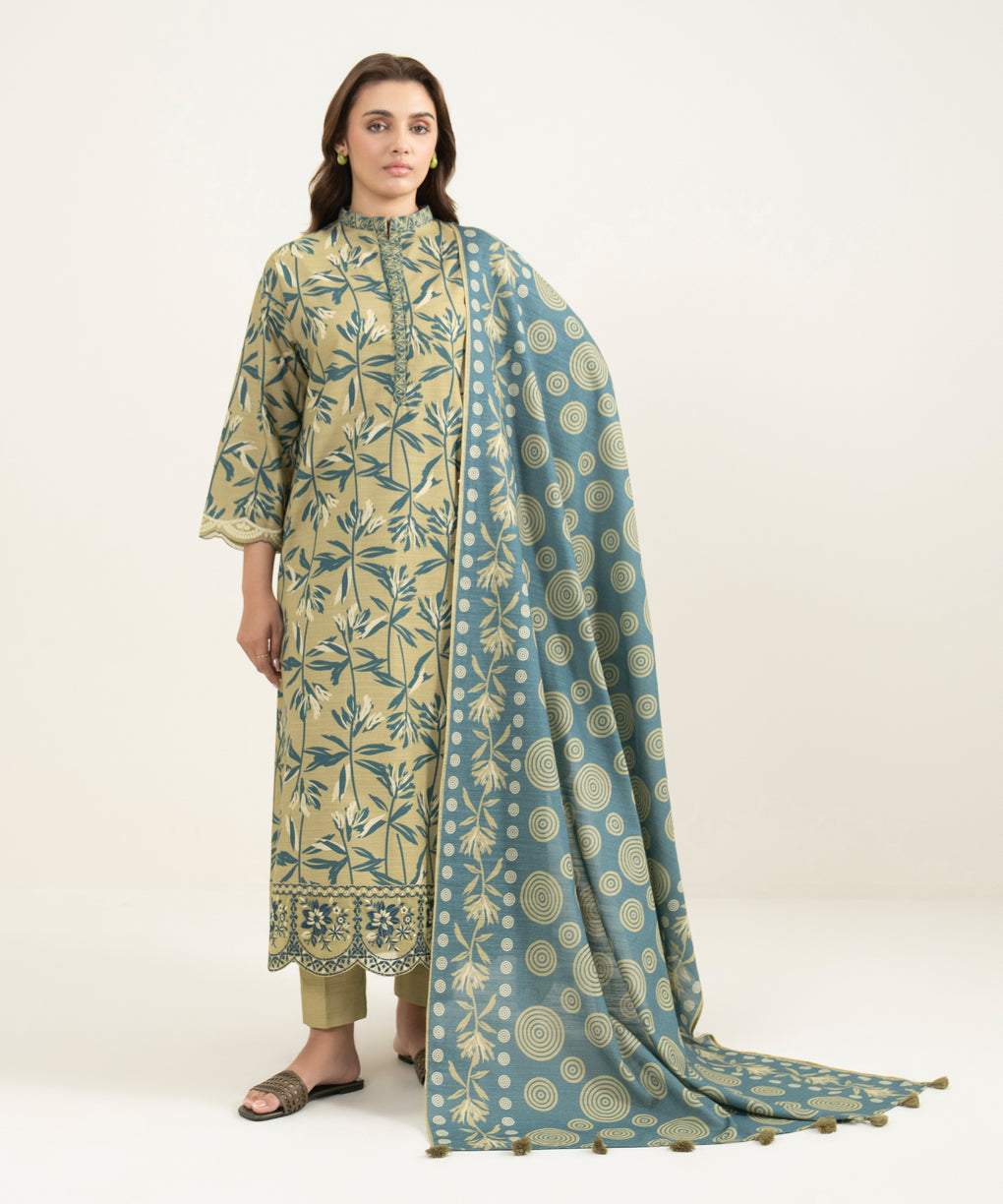 Sapphire 
3 Piece - Embroidered Khaddar Suit