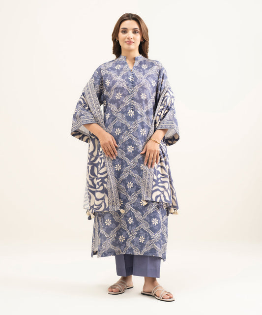 Sapphire unstitched  3pc printed lawn suit (unstitched)