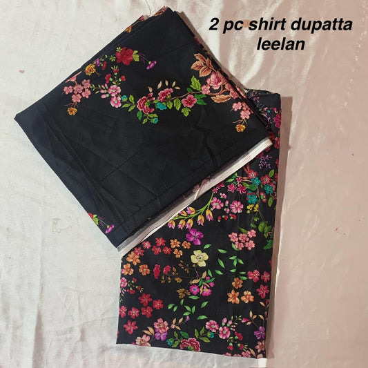 Unstitch 2pc linen shirt doppatta black