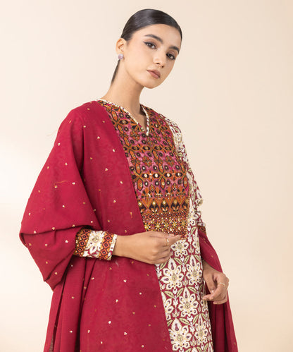 Sapphire 3 Piece embrodered light khaddar suit (unstitched)