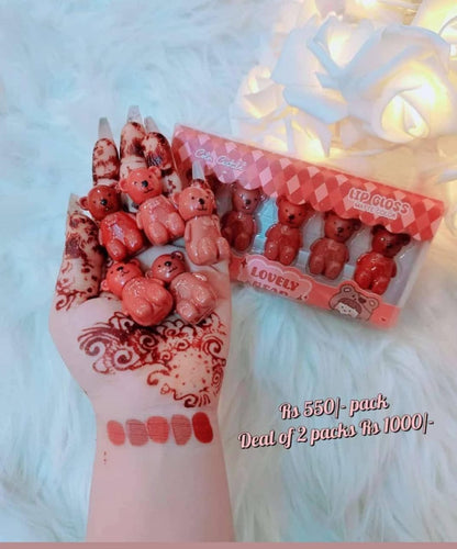 Teddy bear lip gloss pack of 5