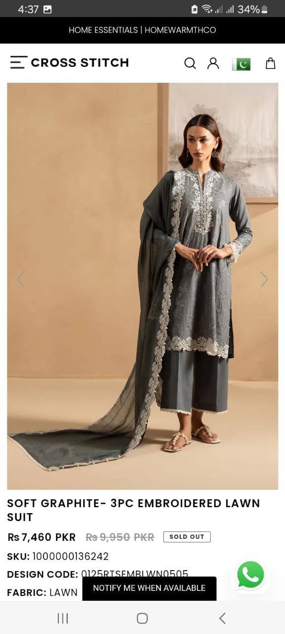 Cross Stitch 3pcs suit luxury unstitched