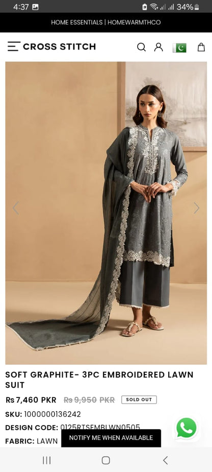 Cross Stitch 3pcs suit luxury unstitched