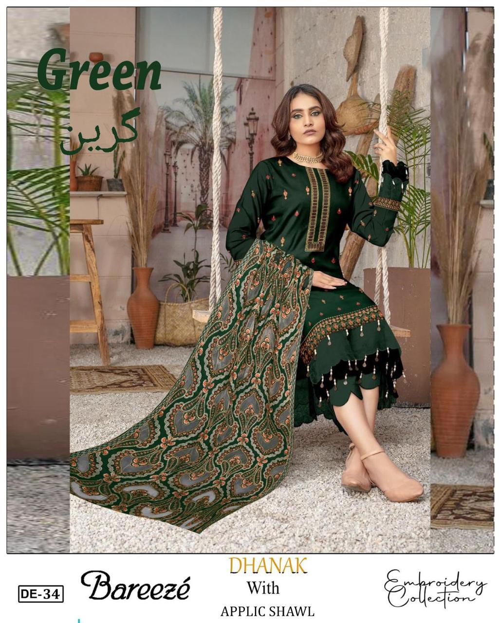 Danak unstitched 3pc emb winter suit with emb shawl