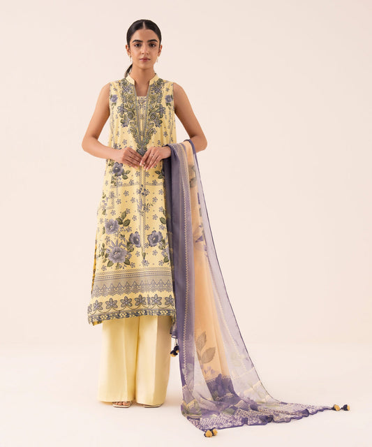 SAPPHIRE 
3 Piece - Embroidered Cotton Viscose Suit (Unstitch)