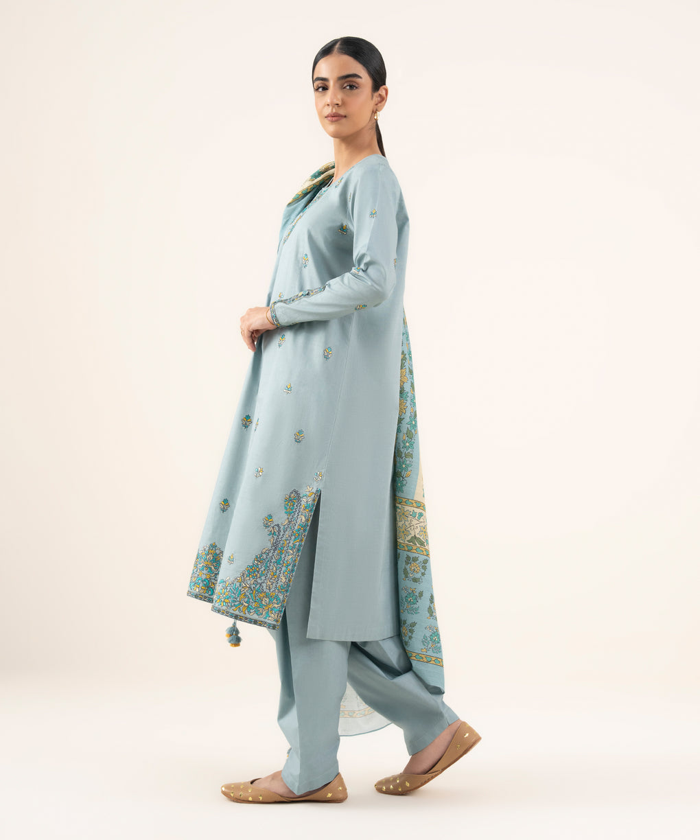 Sapphire unstitched  2pc Embroidery cotton suit
