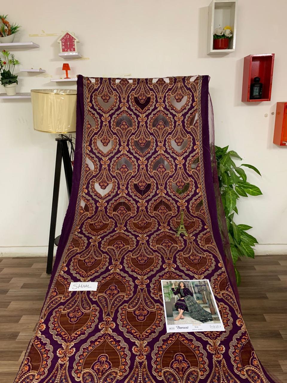 Danak unstitched 3pc emb winter suit with emb shawl