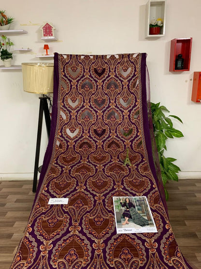 Danak unstitched 3pc emb winter suit with emb shawl