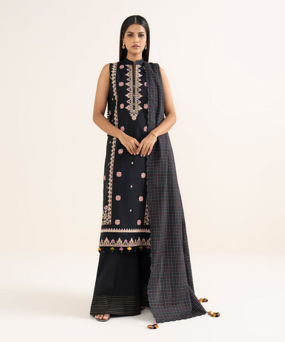 Sapphire 3Pc Embroidered Cotton Suit