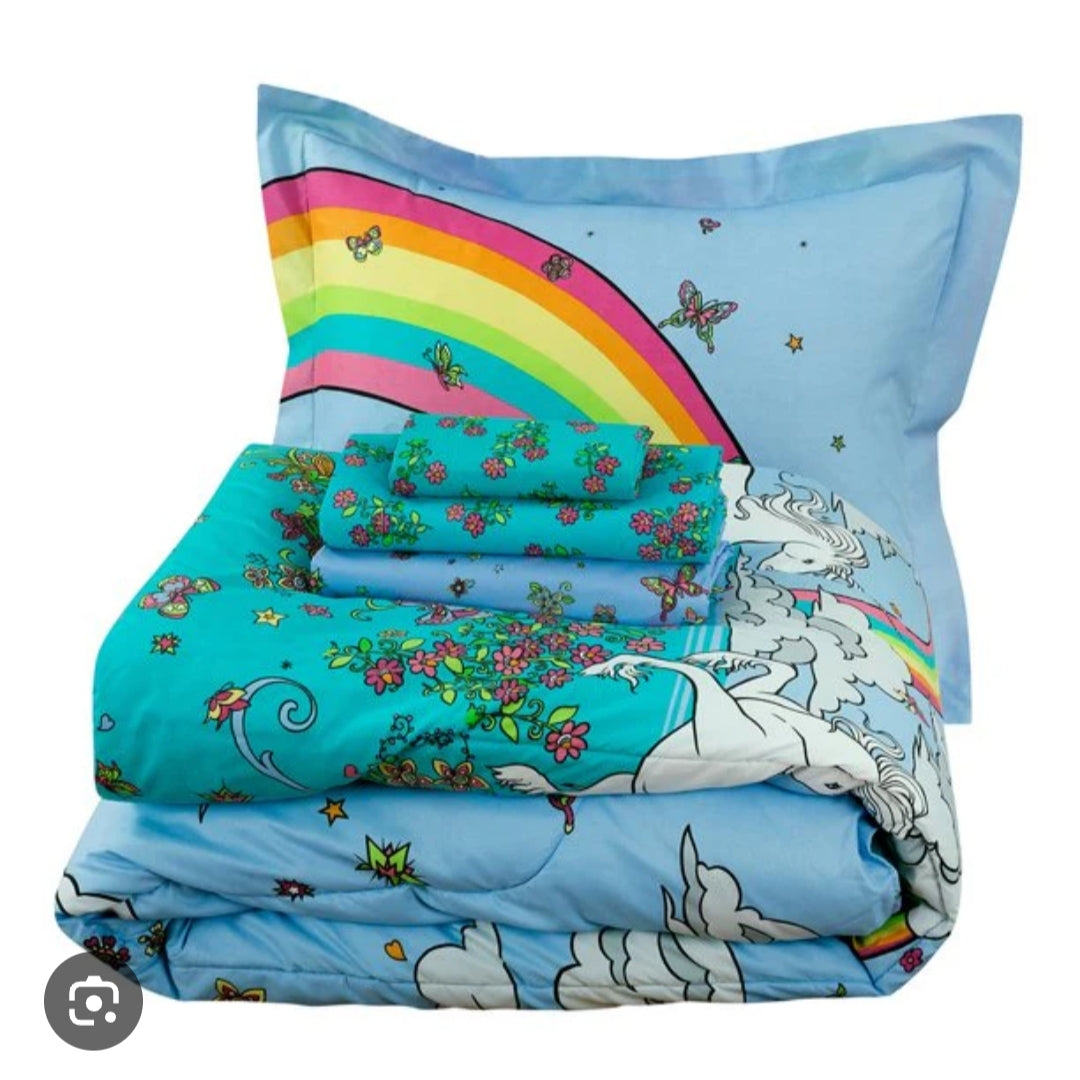 Single unicorn 5 pc comforter set for girls by sapphire