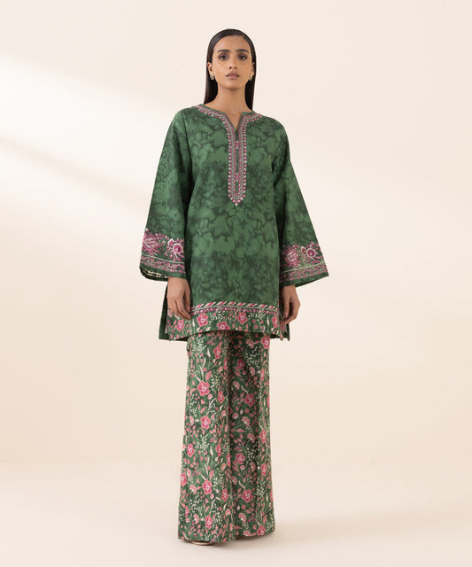 Sapphire 2 Piece - Embroidered Cross Hatch Suit (unstitched)