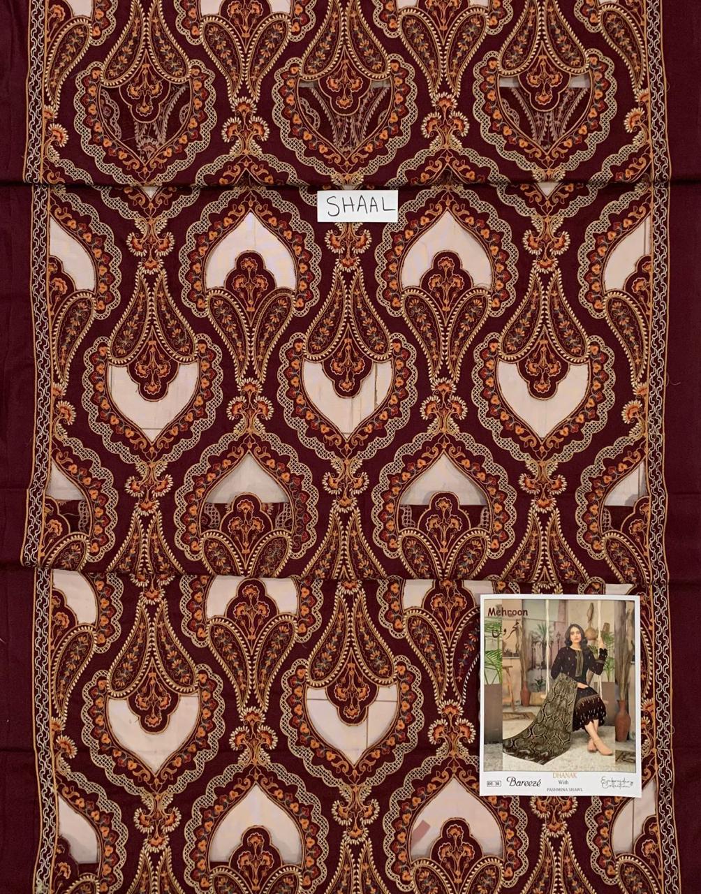 Danak unstitched 3pc emb winter suit with emb shawl