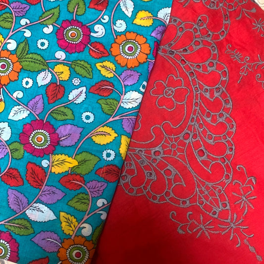 Kayseria unstitched  suit 2 pcs lawn,trouser emb